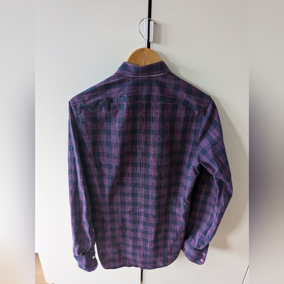 Blue Industry Perfect Fit Shirt Size 39, navy and pink plaid - Picture 7 of 10